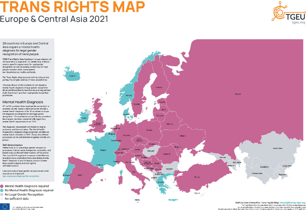 kaart: Europese landen die sterilisatie eisen